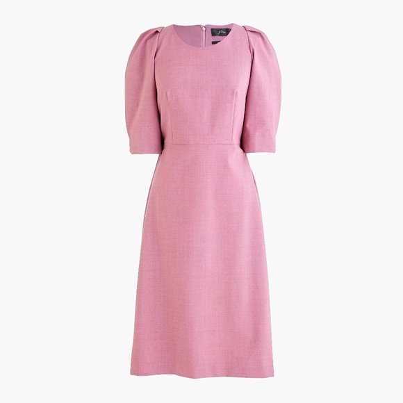 NWT-2-J.Crew Puff-sleeve wool sheath dress